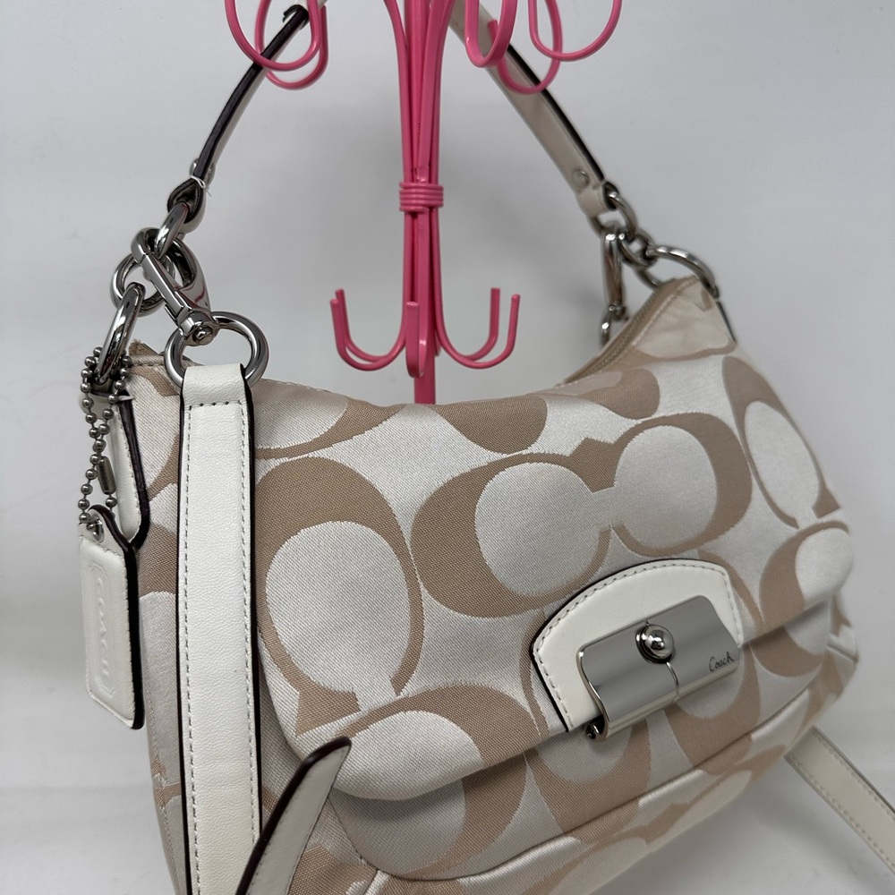 Coach Kristin Signature Hobo White / Beige Shoulder & Crossbody PRELOVED